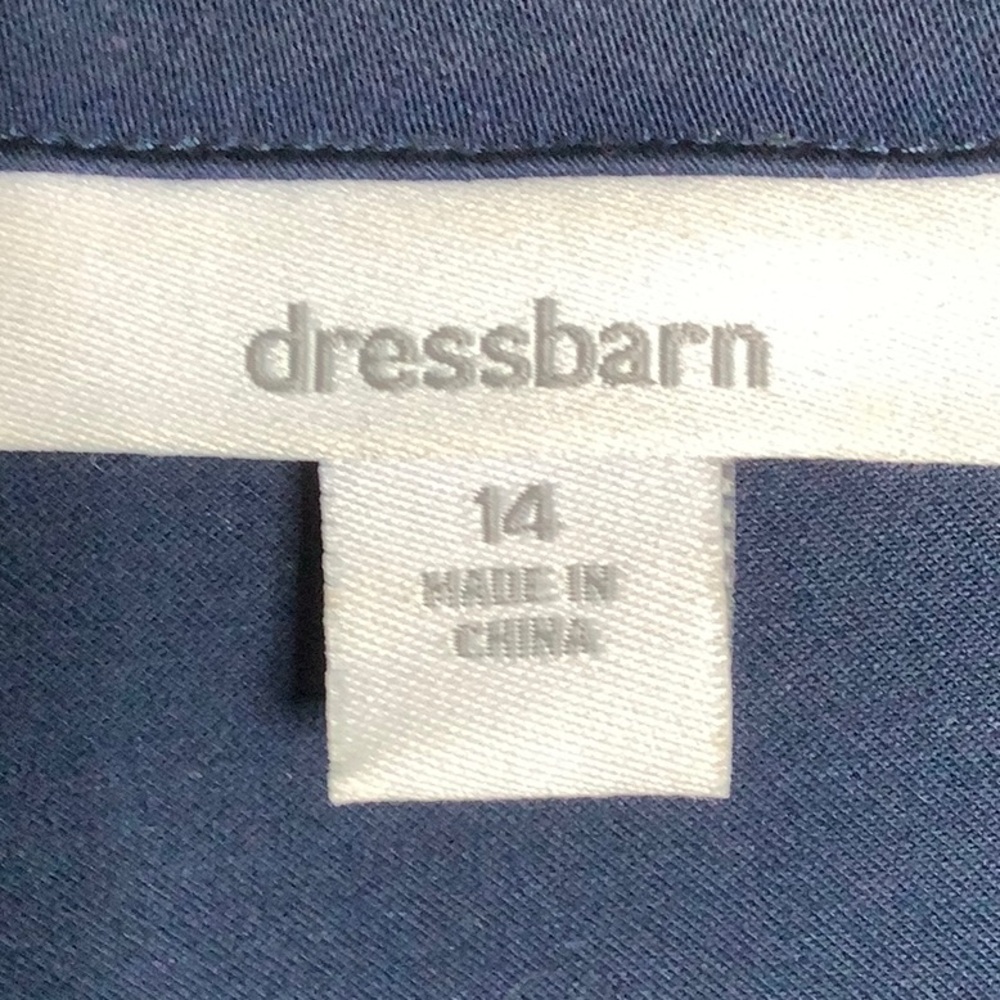 Dressbarn Navy Short Sleeve Blazer Top with Striped Belt Size 14 Career Office - Picture 11 of 16